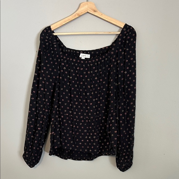 LOFT Black and Pink Floral Blouse - Picture 1 of 5